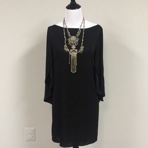 Milly LBD. Black, butterfly sleeve silk dress